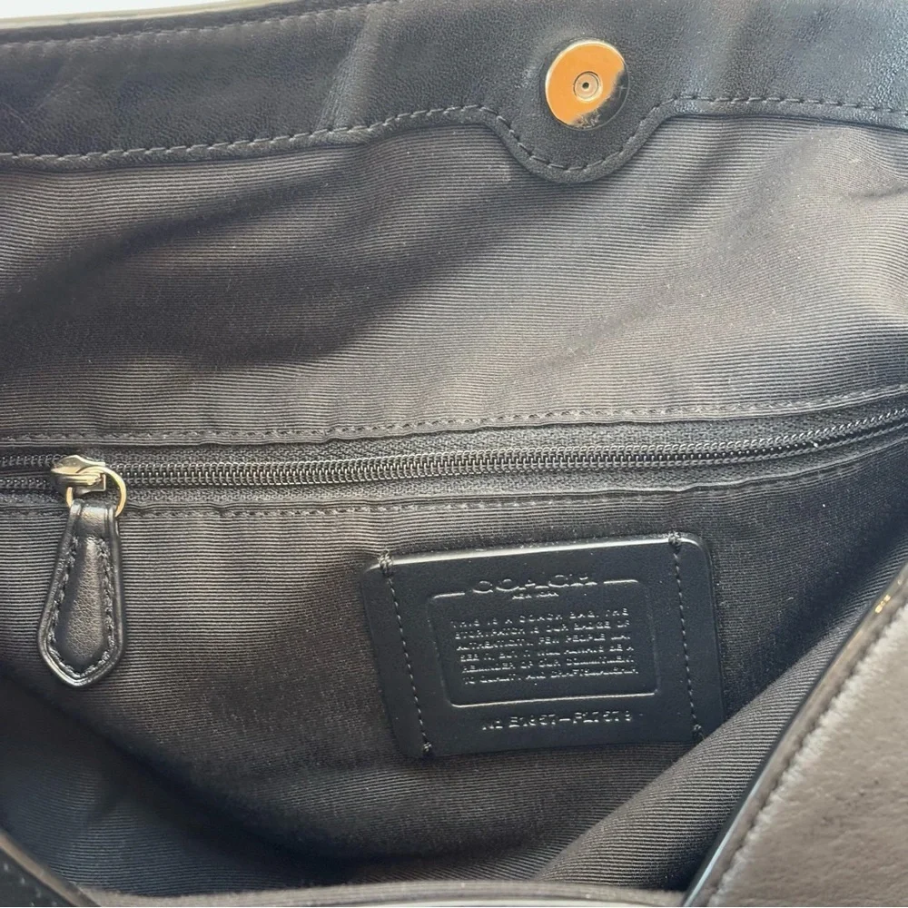 Coach Lexy Shoulder Bag in Signature Jacquard Black Logo Print and Leather